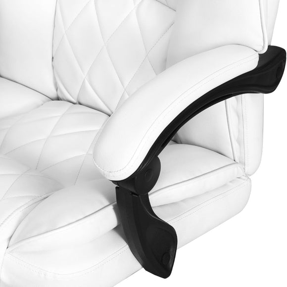 Artiss Executive Office Chair Leather Footrest White - RnR Galore