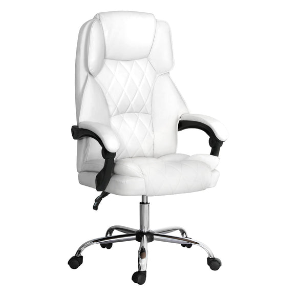 Artiss Executive Office Chair Leather Recliner White - RnR Galore