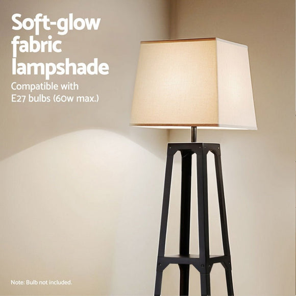 Artiss Floor Lamp 3 Tier Shelf Storage LED Light Stand Home Room Vintage White - RnR Galore