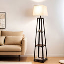 Artiss Floor Lamp 3 Tier Shelf Storage LED Light Stand Home Room Vintage White - RnR Galore