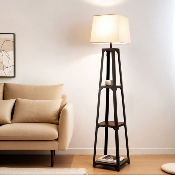 Artiss Floor Lamp 3 Tier Shelf Storage LED Light Stand Home Room Vintage White - RnR Galore