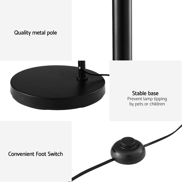 Artiss Floor Lamp Light Stand Modern Home Living Room Office Reading Glass Shade Black - RnR Galore