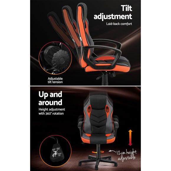 Artiss Gaming Office Chair Computer Executive Racing Chairs High Back Orange - RnR Galore
