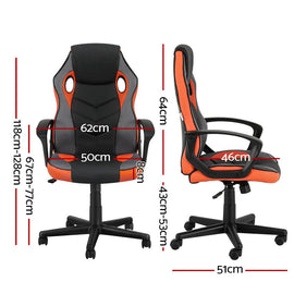 Artiss Gaming Office Chair Computer Executive Racing Chairs High Back Orange - RnR Galore