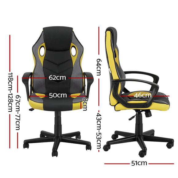 Artiss Gaming Office Chair Computer Executive Racing Chairs High Back Yellow - RnR Galore
