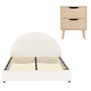 Artiss Gas Lift Queen Bed Frame with Bedside Table Set Boucle Fabric Upholstered Platform Bed Nightstand - RnR Galore