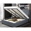 Artiss Issa Bed Frame Fabric Gas Lift Storage - Grey King - RnR Galore