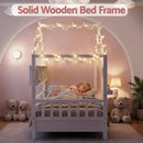 Artiss Kids Single Bed Frame House Bed Solid Wood Montessori Bed for Toddler White - RnR Galore