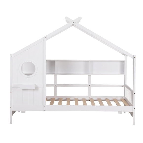 Artiss Kids Single Bed Frame House Bed Solid Wood Montessori Bed for Toddler White - RnR Galore