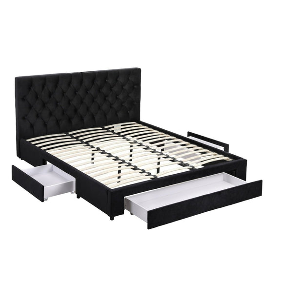 Artiss King Bed Frame Storage Charging Station Upholstered 3 Drawers USB Type - C - RnR Galore