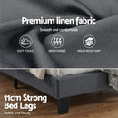 Artiss King Bed Frame Upholstered Platform Base with Geometric Headboard Charcoal Grey Linen Wood Slats for Modern Bedroom Furniture Home Decor - RnR Galore