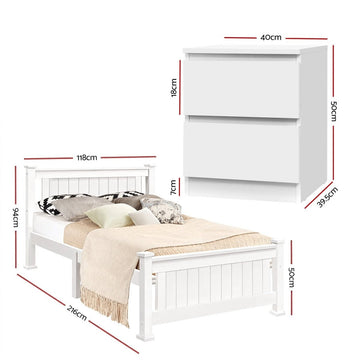 Artiss King Single Bed Frame and Bedside Table - RnR Galore