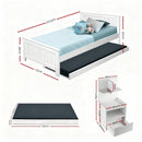 Artiss King Single Bed Frame and Bedside Table White - RnR Galore