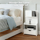 Artiss King Single Bed Frame and Bedside Table White - RnR Galore