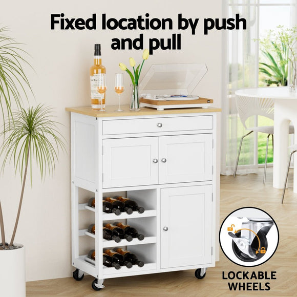 Artiss Kitchen Island Trolley Rolling Serving Cart Storage Cart Drawer Cupboard - RnR Galore