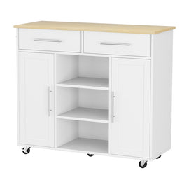 Artiss Kitchen Island Trolley Rolling Serving Cart Storage Drawer Cabinet 100cm White - RnR Galore
