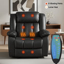 Artiss Manual Massage Recliner Chair for Living Room, Leather Sofa Lounge Reclining Chair with 2 USB Port, 160° Recline Reading Chair with 20CM Wide Armrests, 8 Point Vibration & Lumbar Heat, Black - RnR Galore