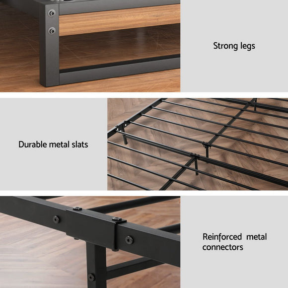 Artiss Metal Bed Frame Double Size Beds Platform with Mattress - RnR Galore