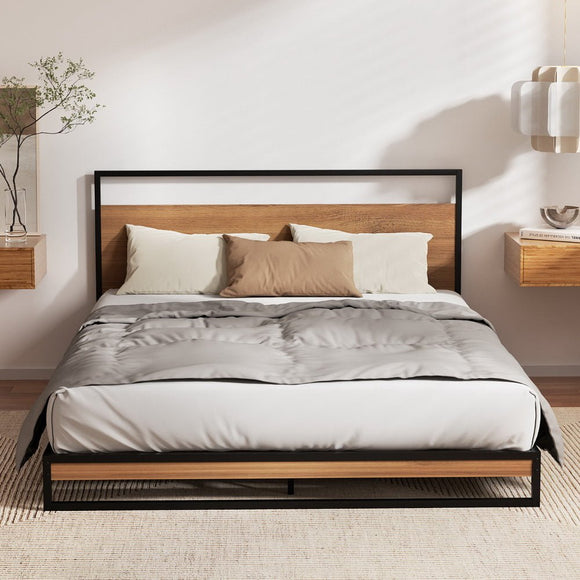 Artiss Metal Bed Frame Double Size Beds Platform with Mattress - RnR Galore
