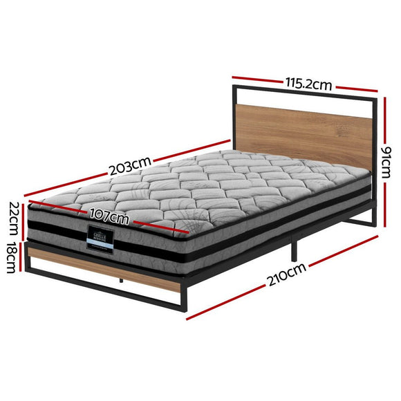 Artiss Metal Bed Frame King Single Size Beds Platform with Mattress - RnR Galore