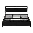 Artiss Metal Bed Frame King Size Storage Headboard Charge Station LED 4 Drawers - RnR Galore
