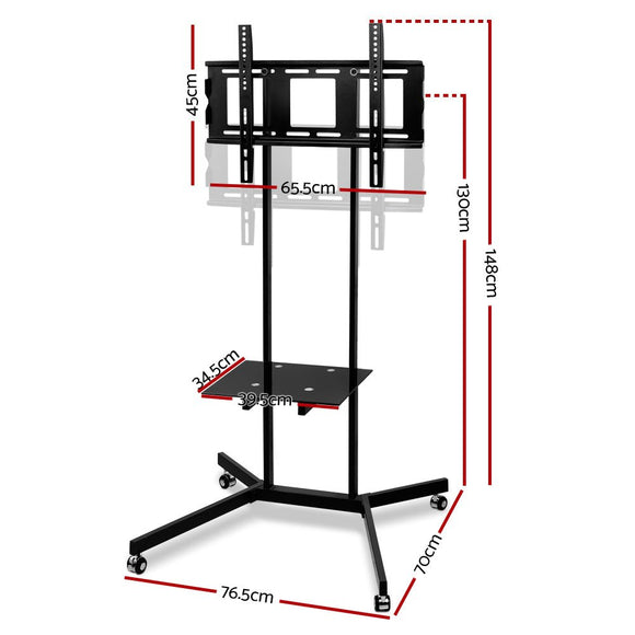 Artiss Mobile TV Stand for 32" - 65" TVs Mount Bracket Portable Shelf Trolley Cart - RnR Galore