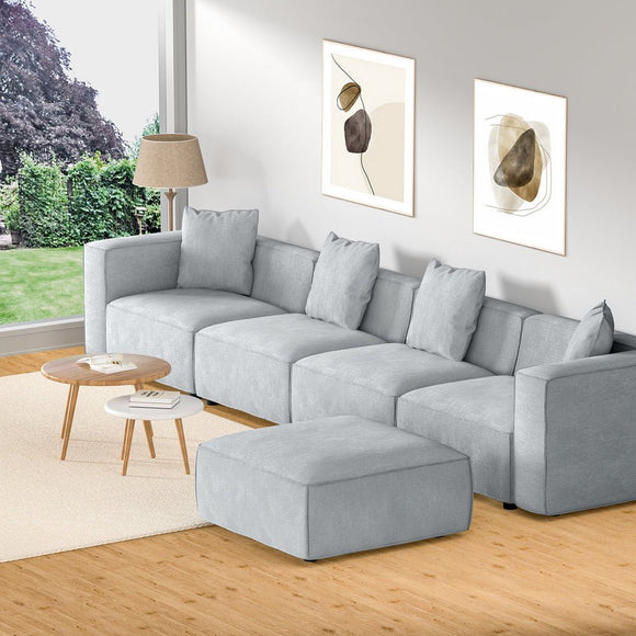 Artiss Modular Sofa Chaise Set 5 - Seater Grey - RnR Galore