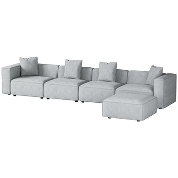 Artiss Modular Sofa Chaise Set 5 - Seater Grey - RnR Galore