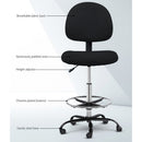 Artiss Office Chair Drafting Stool Fabric Chairs Black - RnR Galore