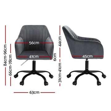 Artiss Office Chair Velvet Seat Dark Grey - RnR Galore