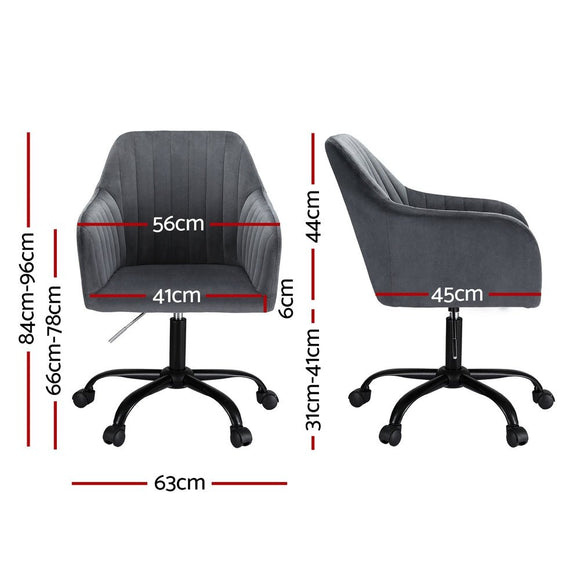 Artiss Office Chair Velvet Seat Dark Grey - RnR Galore