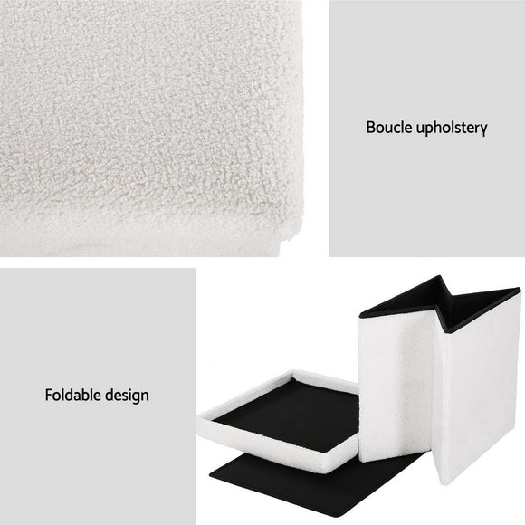Artiss Ottoman Storage Foot Stool Vanity Square Teddy - RnR Galore