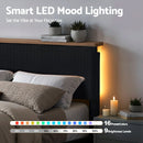 Artiss Queen Bed Frame Upholstered Adjustable Headboard Mood Lighting Heavy Duty Black Velvet - RnR Galore