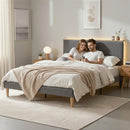 Artiss Queen Bed Frame Upholstered Adjustable Headboard Mood Lighting Heavy Duty Grey Velvet - RnR Galore