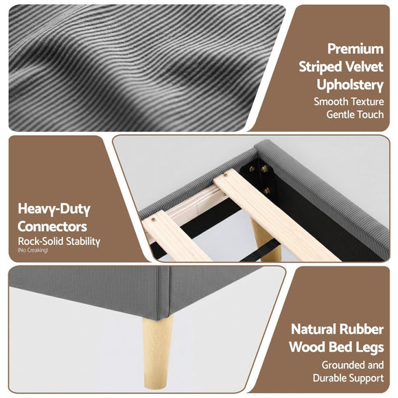 Artiss Queen Bed Frame Upholstered Adjustable Headboard Mood Lighting Heavy Duty Grey Velvet - RnR Galore