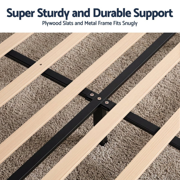 Artiss Queen Bed Frame Upholstered Platform Base with Geometric Headboard Black Velvet - RnR Galore
