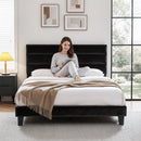 Artiss Queen Bed Frame Upholstered Platform Base with Geometric Headboard Black Velvet - RnR Galore