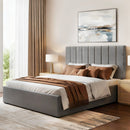 Artiss Queen Bed Frame with Storage Grey Velvet Headboard Gas Lift Platform Base - RnR Galore