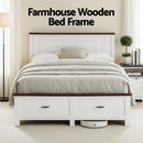 Artiss Queen Wooden Bed Frame with 2 Drawer Platform Bed with 108cm Solid High Headboard White Bed Base for Bedroom Easy Assembly - RnR Galore
