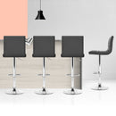 Artiss Set of 4 PU Leather Lined Pattern Bar Stools - Grey and Chrome - RnR Galore