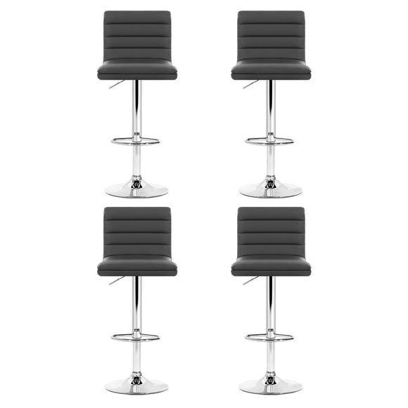 Artiss Set of 4 PU Leather Lined Pattern Bar Stools - Grey and Chrome - RnR Galore