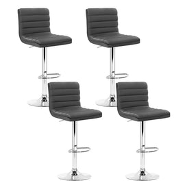 Artiss Set of 4 PU Leather Lined Pattern Bar Stools - Grey and Chrome - RnR Galore