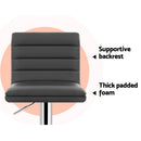 Artiss Set of 4 PU Leather Lined Pattern Bar Stools - Grey and Chrome - RnR Galore