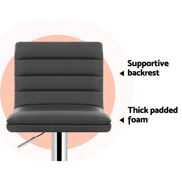 Artiss Set of 4 PU Leather Lined Pattern Bar Stools - Grey and Chrome - RnR Galore