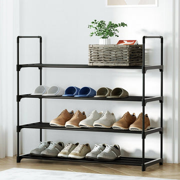 Artiss Shoe Rack 4 - tier 16 Pairs Stackable Black - RnR Galore