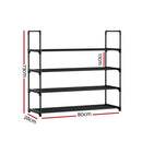Artiss Shoe Rack 4 - tier 16 Pairs Stackable Black - RnR Galore