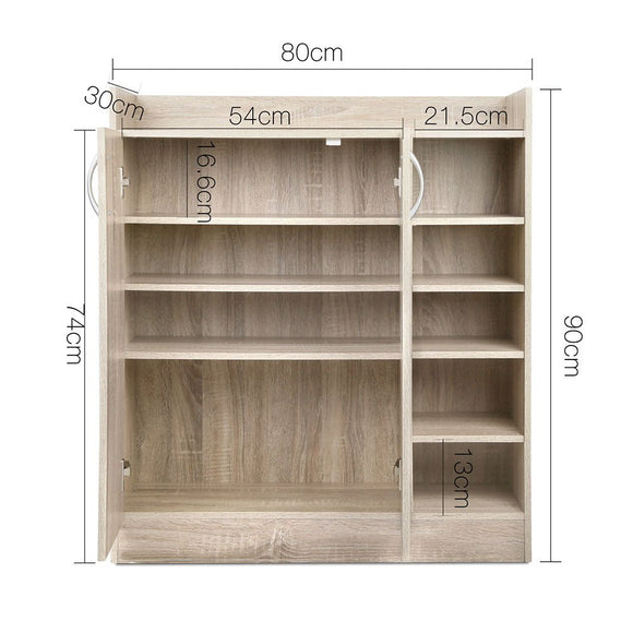 Artiss Shoe Rack Cabinet 21 Pairs Adjustable Shelves Pine Clair - RnR Galore