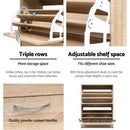 Artiss Shoe Rack Cabinet 24 Pairs 3 - tier Wood Nina - RnR Galore
