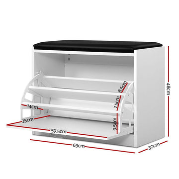Artiss Shoe Rack Cabinet Bench 15 Pairs White Kyla - RnR Galore