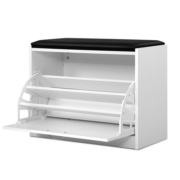 Artiss Shoe Rack Cabinet Bench 15 Pairs White Kyla - RnR Galore